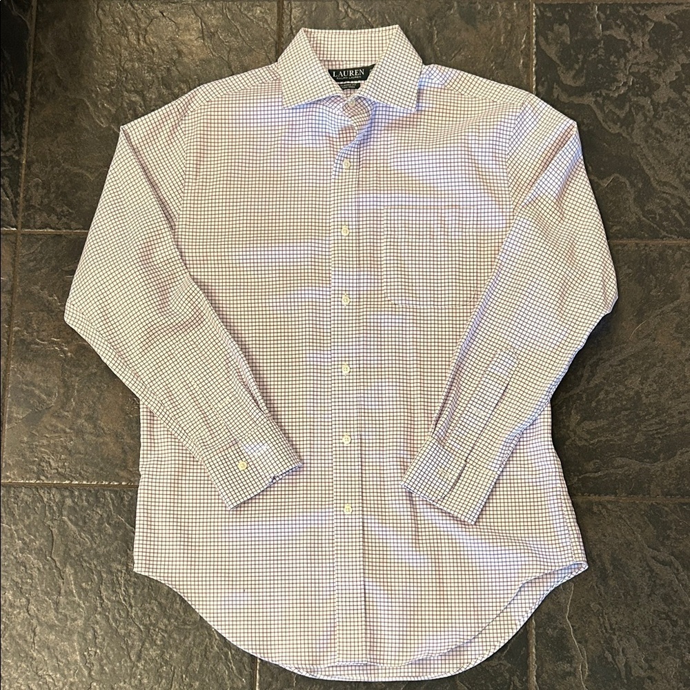 Lauren Ralph Lauren Lavender and White Checkered Dress Shirt, perfect condition!
